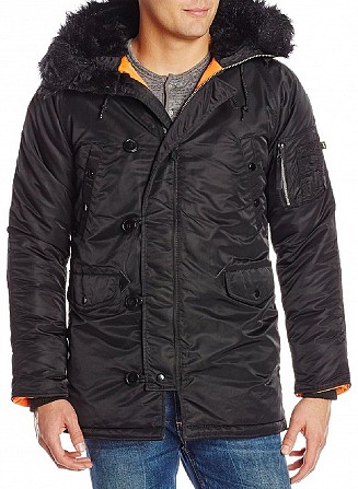 Зимняя куртка-парка Аляска Alpha Industries SLIM FIT N-3B Black/Orange - изображение 1