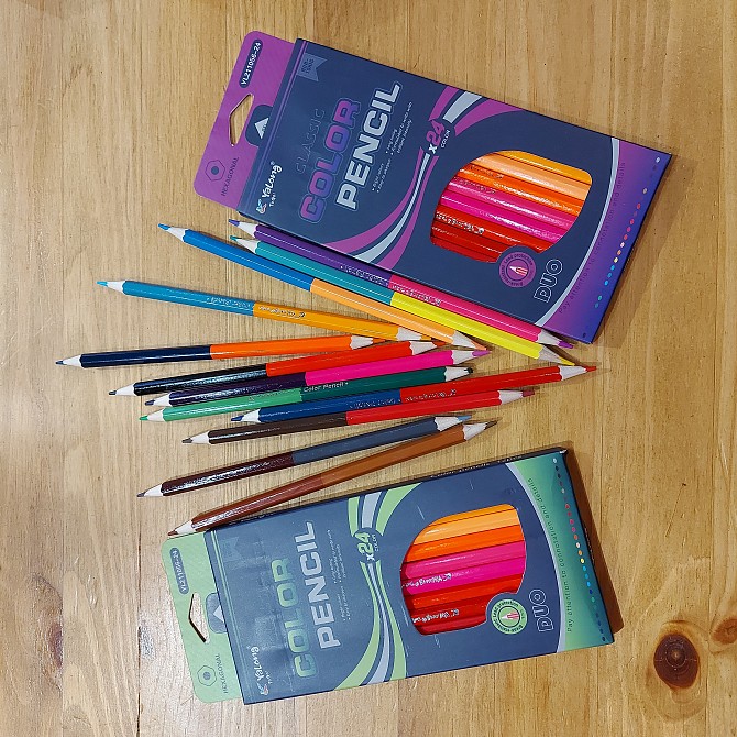 Двухсторонние цветные карандаши. Набор цветных карандашей. Двухцветные - изображение 1